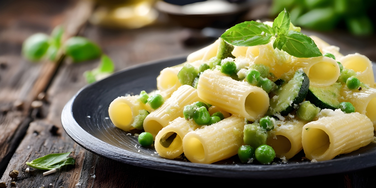 Courgette pea and mint pasta