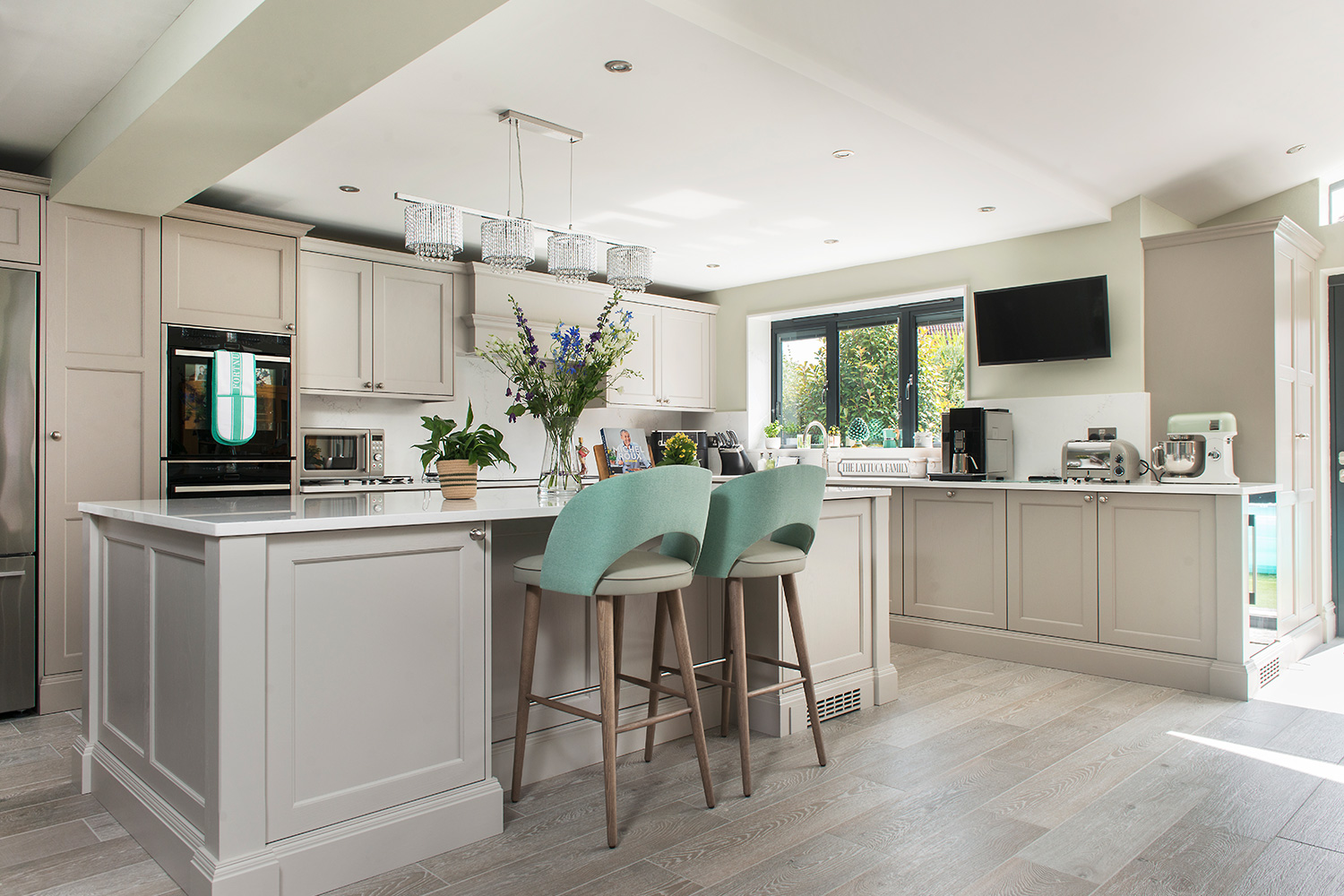 A real customer's neutral shaker kitchen by Stoneham Kitchens